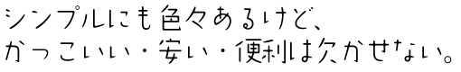 シンプルにも色々あるけど、かっこいい・安い・便利は欠かせない。